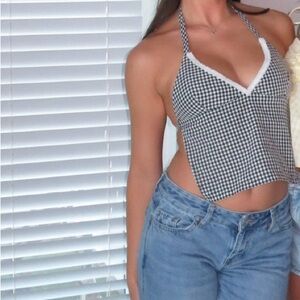 Black and White Gingham Halter Top